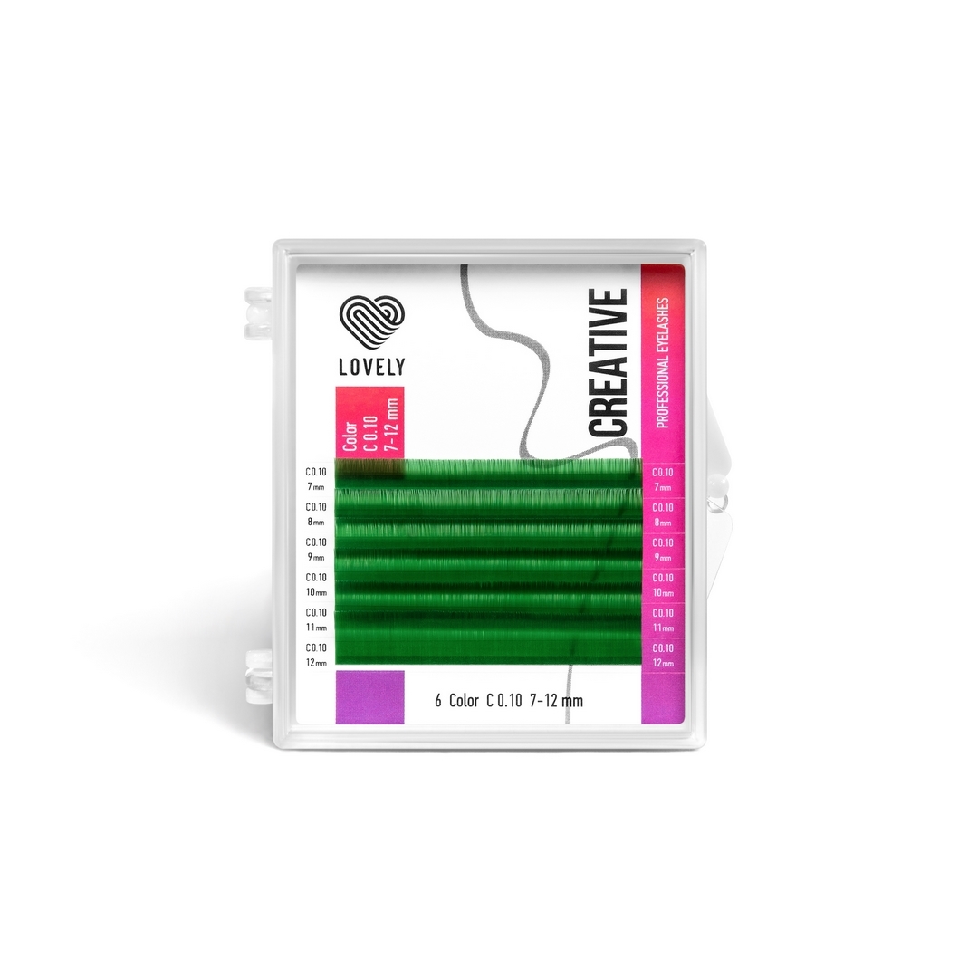 Eyelashes green LOVELY Creative - 6 lines - MIX - 250KB LOVELY Colored Eyelash Extension 6 Rows Model "Green" Color GREEN - Image 1