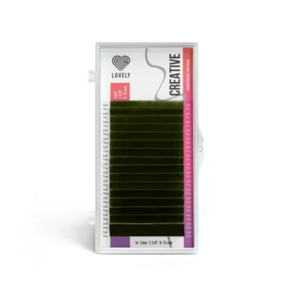 LOVELY Colored Eyelash Extension 20 Rows – Model “Ombre Green”
