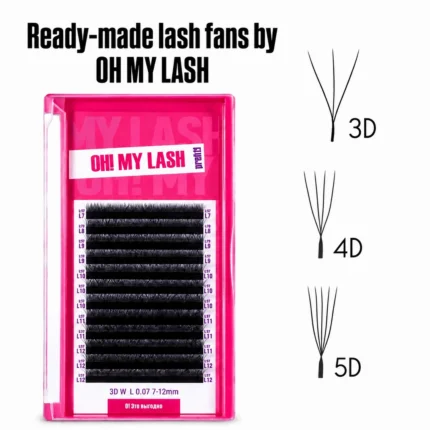 OH MY LASH! Pre Made Fan Black Lashes 12 Lines Mix Size - Image 3